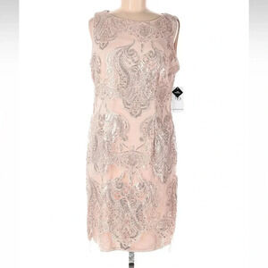 SD COLLECTION Dusty Pink Rose Sequin Lace Overlay Cocktail Dress Size 12 NWT